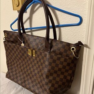 Louis Vuitton  leather Brown Checkered Tote Bag